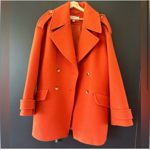 EUC MICHAEL KORS Wool Blend Oversized Double Breasted Peacoat - Picture 1 of 6